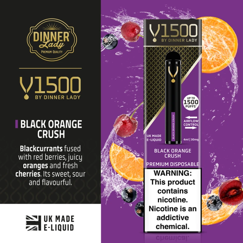 DINNER LADY V1500 DISPOSABLE - BLACK ORANGE CRUSH